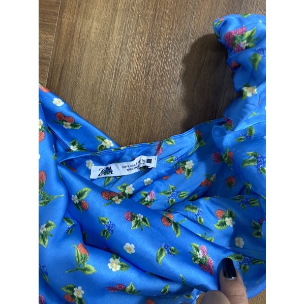 Đầm Satin hoa nhí dáng xoè tay phồng ZR • Storenyy