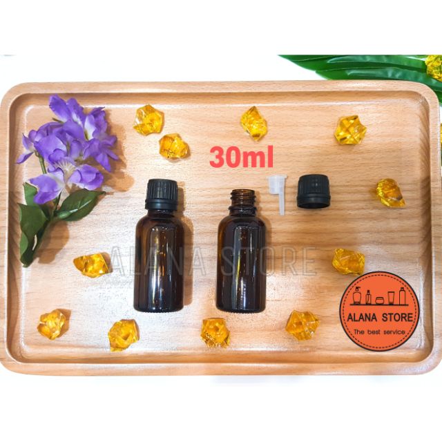 Lọ thủy tinh nâu nắp tinh dầu đen 30ml