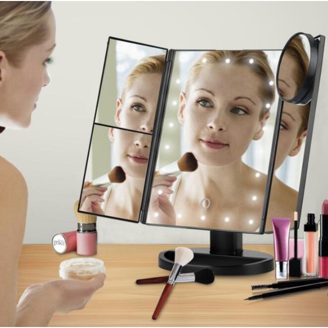 22 LED Lights Touch Screen Makeup Mirror 2X 3X Bright Adjustable Magnifying Mirr