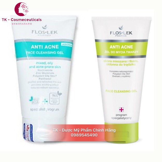 (CHÍNH HÃNG) Sữa Rửa Mặt Floslek Anti Acne Bacterial Face Cleansing Gel Cho Da Nhờn Mụn