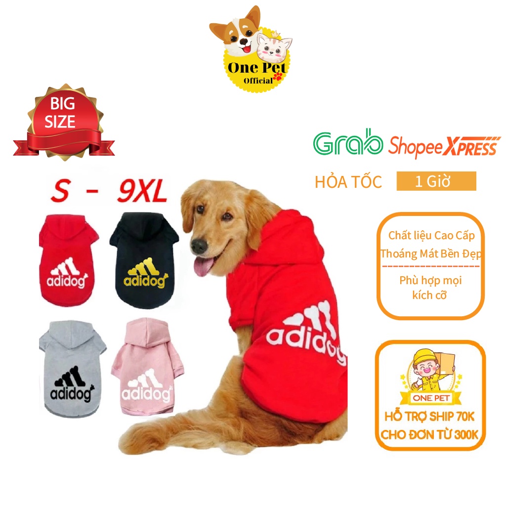 Áo cho Chó Adidog đủ Size từ S - 9XL, Quần Áo cho Chó Size lớn - One Pet Shop