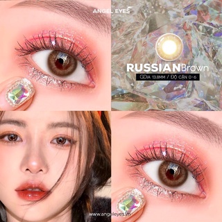 [DÒNG CAO CẤP] Lens nâu tây có độ cận Angel Eyes RUSSIAN - Chất liệu Silicone Hydrogel - Đường kính 14.0 - Độ cận 0-6