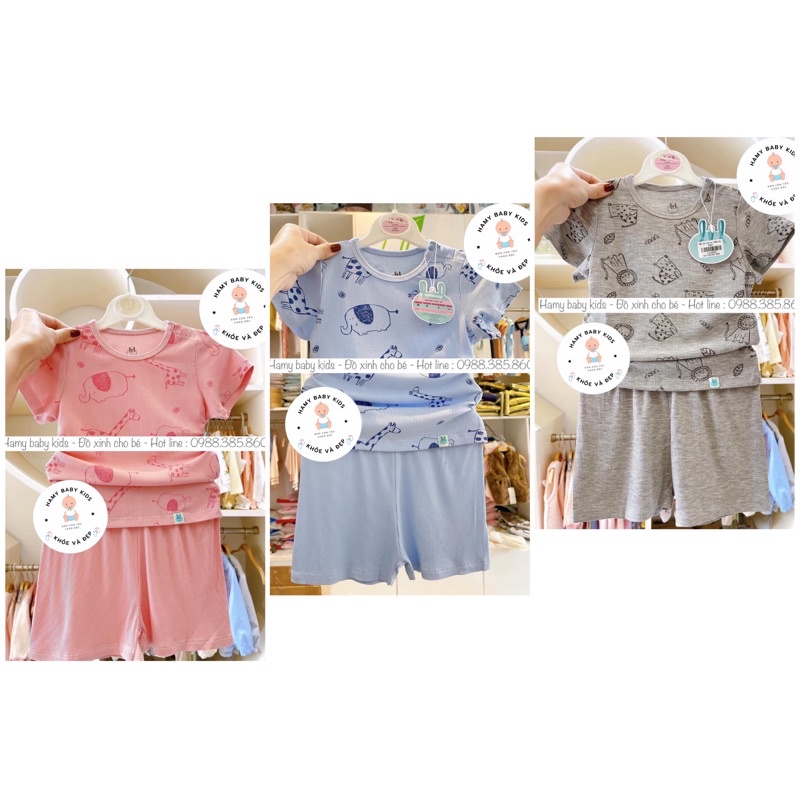 Little Love Bộ Cộc Tay Chất Thun Tăm In Tràn Lil Mềm Mại Thoáng Mát Cho Bé Trai Bé Gái