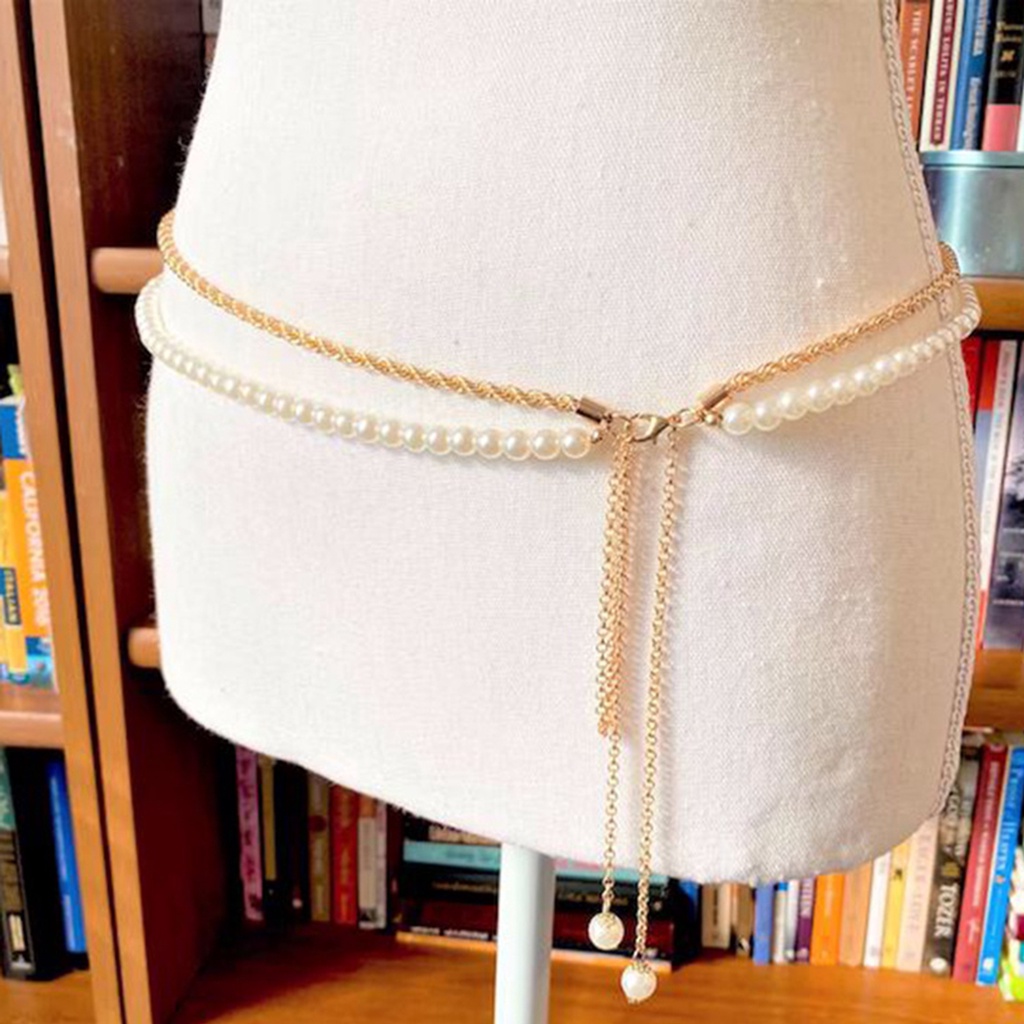 [JENN] Chuỗi Đeo Hông Đính Ngọc Trai Trắng Tinh Tế Cổ Điển Dễ Phối Đồ Cho Nữ Đi Tiệc