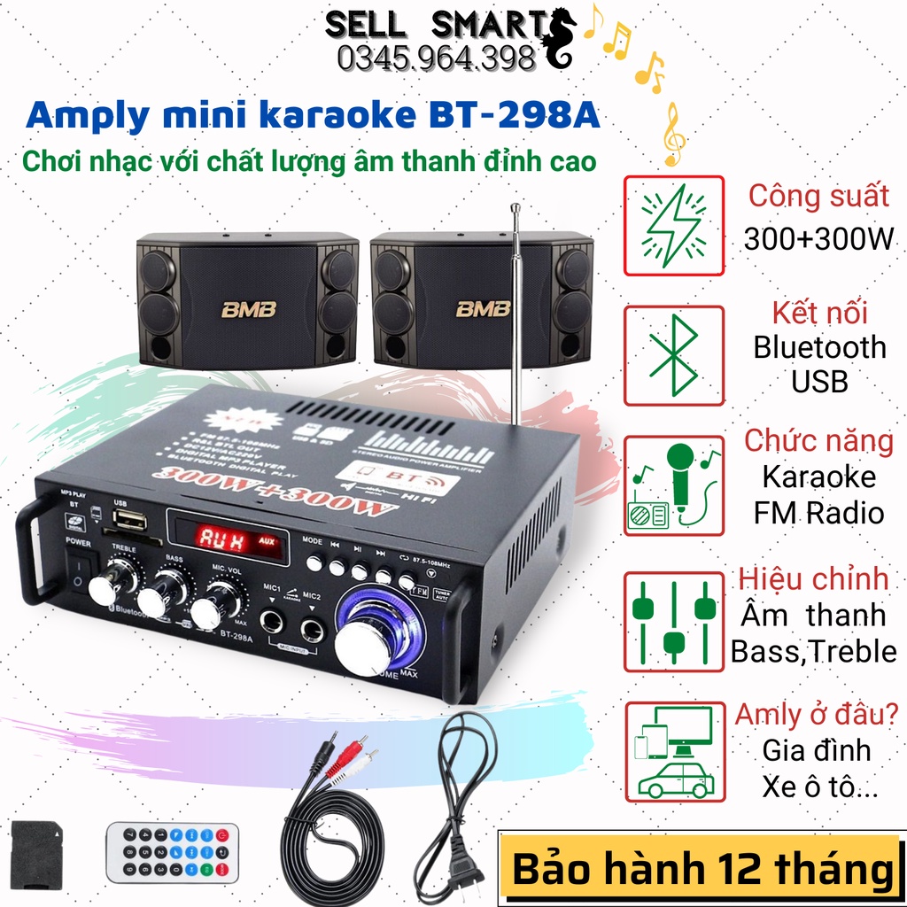 Ampli Mini Bluetooth, Amply Karaoke BT-298A Công Suất Lớn Loa Bass Max 25 thumbnail