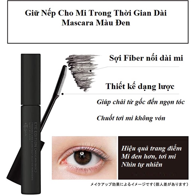 Mascara Base Chuốt Mi Kháng Nước Không Lem Ettusais Chứa Sợi Fiber Làm Dài, Dày Mi Nhật Bản màu đen nhạt