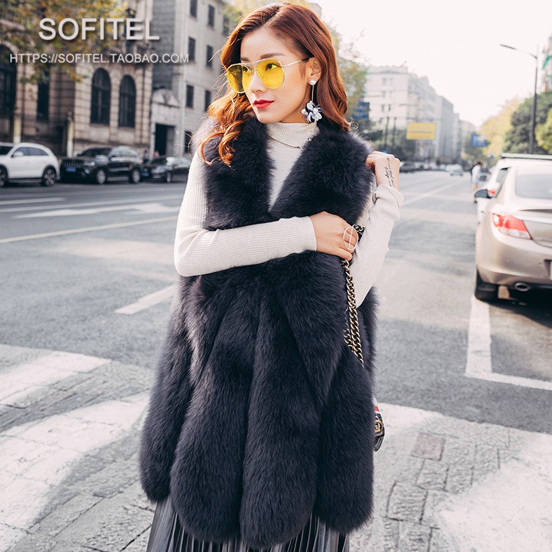 Áo Khoác Lông Thú dáng dài dạng vest- Siêu dễ thương - Model New Hot trend