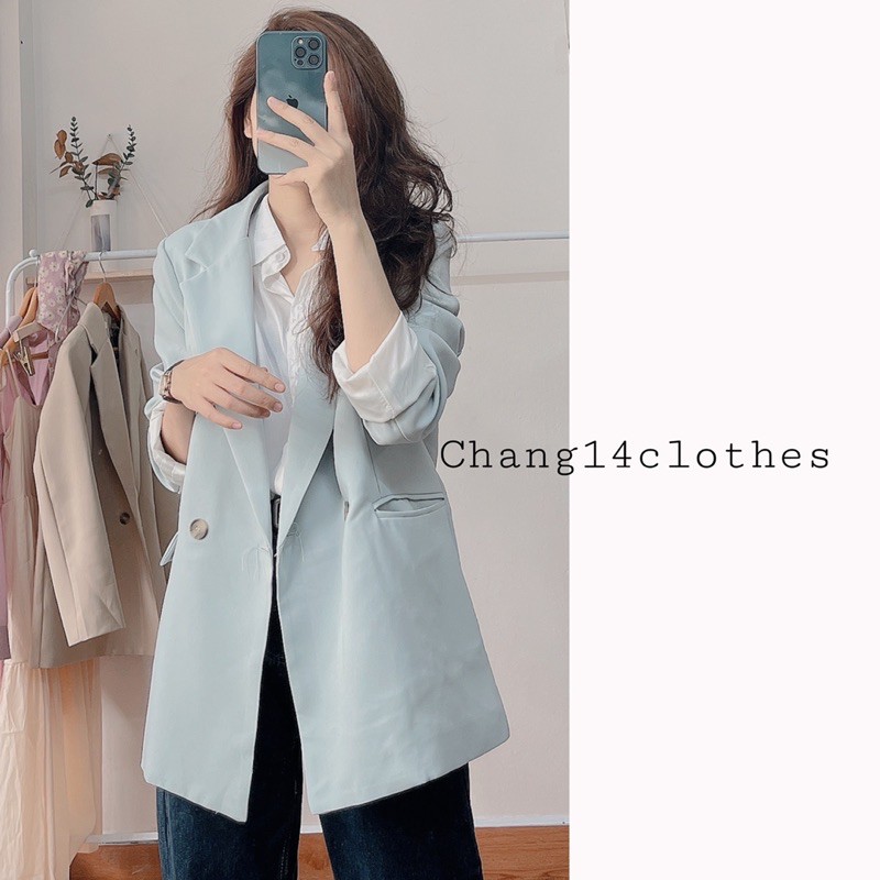 Áo khoác vest-blazer hàng thiết kế chất kate hàn 4 màu đen trắng xanh nâu be