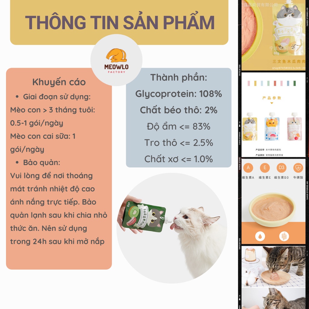 Soup thưởng thịt trái cây nắp vặn cho mèo  VETRESKA  Tăng cường miễn dịch mượt lông, cơ bắp chắc khỏe, vui vẻ cả ngày!