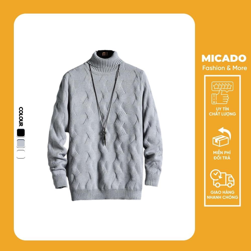 Áo len cổ lọ nam dài tay vân zíc zắc cực ấm hàng cao cấp AL11 Micado