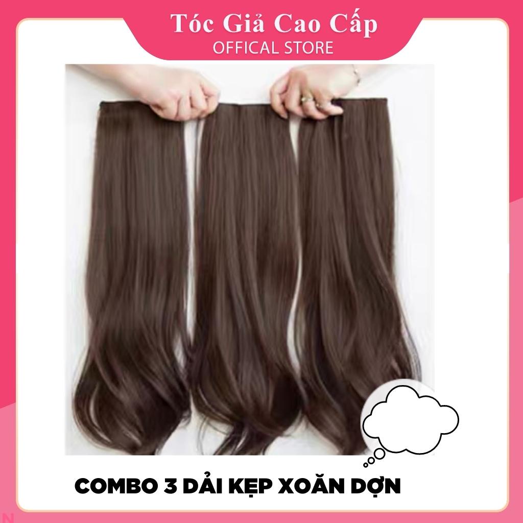 Tóc giả kẹp xoăn, combo 3 dải kẹp xoăn dợn đuôi nhẹ nhàng, 8226-P