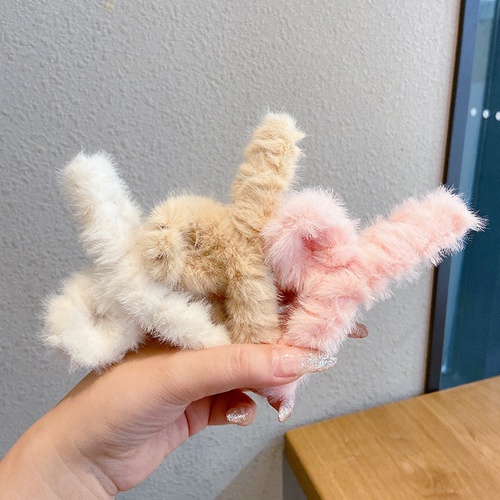 Kẹp Tóc Nơ Phủ Lông Tua Rua Thời Trang Hàn Quốc Cho Nữ 2021