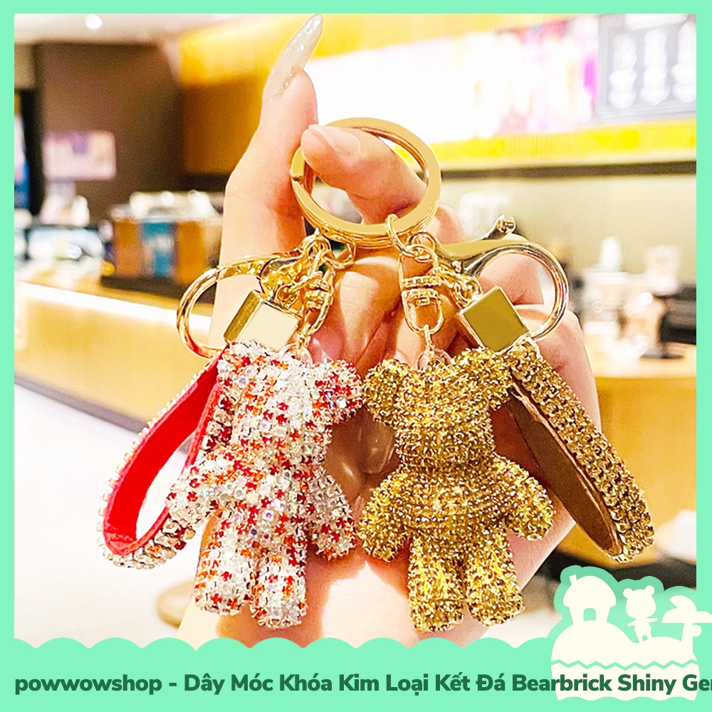 [Sẵn VN - Hỏa Tốc] Dây Móc Khóa Kim Loại Đính Đá Phong Cach Bearbrick Shiny True Gem