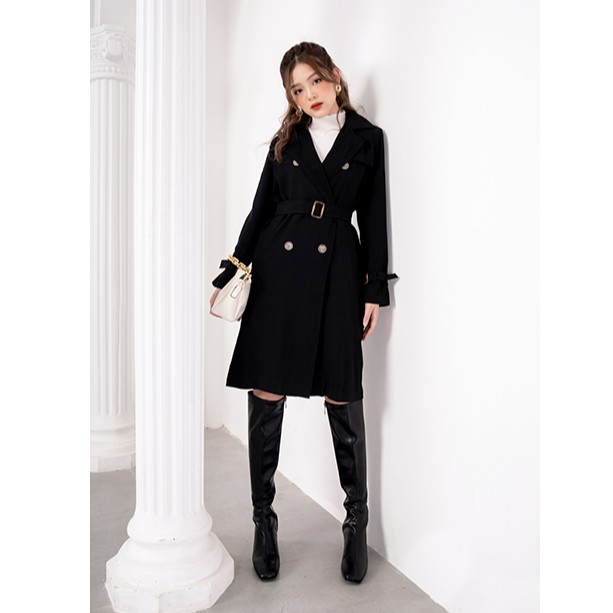 Áo măng tô dáng dài hai hàng cúc | BigBuy360 - bigbuy360.vn