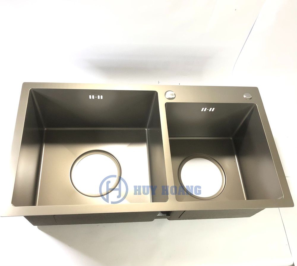 Chậu Rửa Bát, Chén 2 Hố Lệch Inox SUS304  Phủ Nano Cao Cấp Hàn Quốc Daewon DC8545L