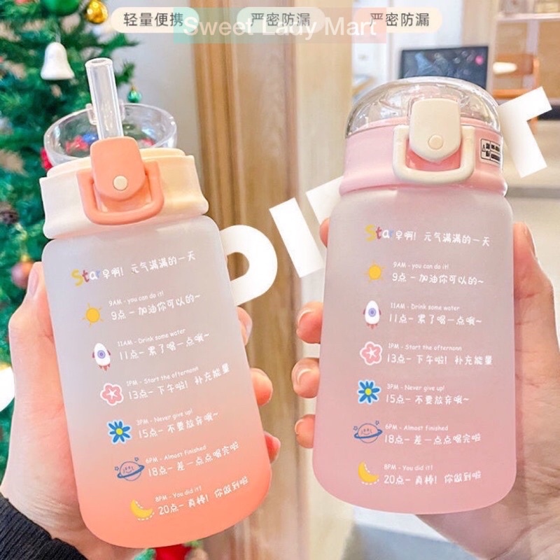 Bình Nước Hàn Quốc Cute 450ml Có Vạch Nhắc Nhở Uống Nước