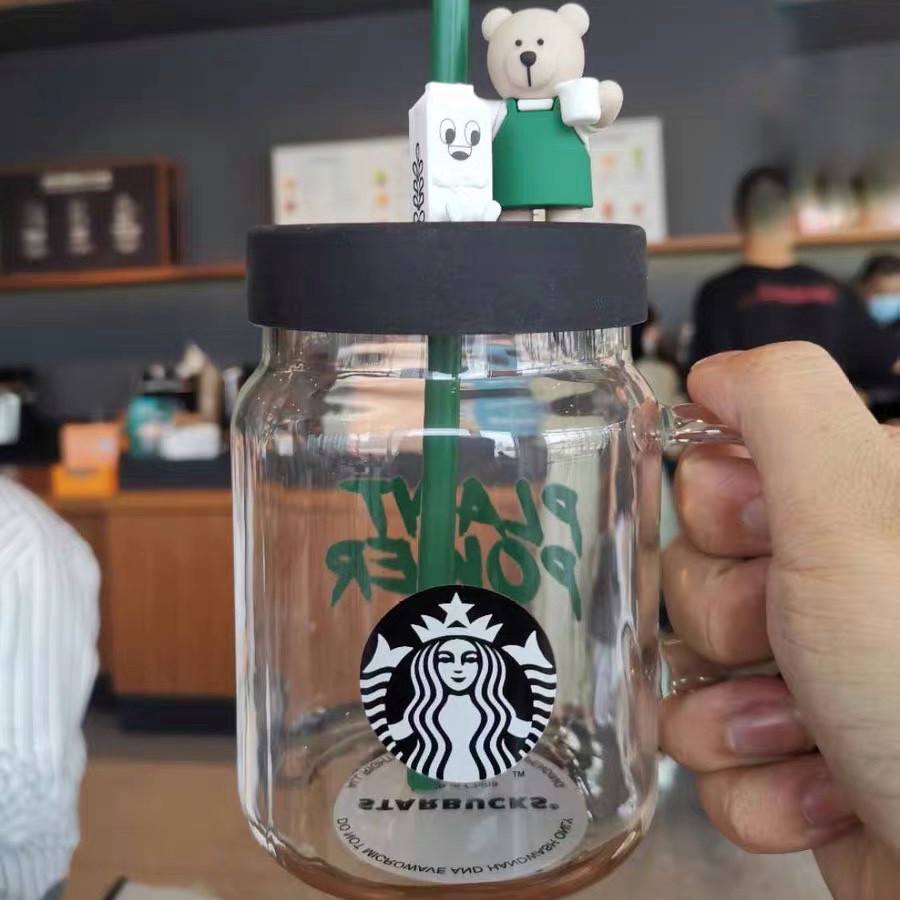 Qùa tặng sinh nhật  Ly STARBUCKS  gấu Bearista có quai cầm và ống hút dung tích 400ml