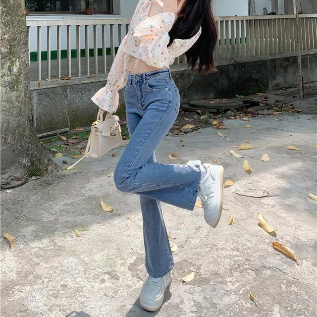 COZOK Quần Jean Lưng Cao Co Giãn Phối Ren Mỏng Thời Trang