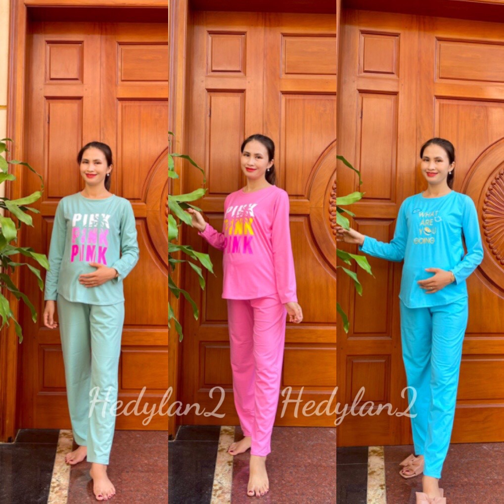 Bộ đồ bầu Dài tay chất cotton thấm hút mồ hôi siêu xịn cho mẹ bầu và sau sinh BD935