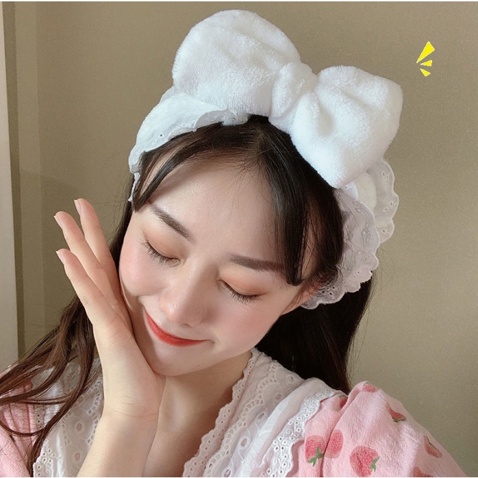 📛 RẺ VÔ ĐỊCH 📛 Băng đô rửa mặt nơ ren xinh xắn phong cách hàn quốc