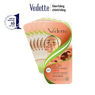 Combo 5 Mặt nạ đất sét đỏ sạch sâu dịu nhẹ Vedette Clay Facial Mask - Cedrus 15ml (dạng gói)