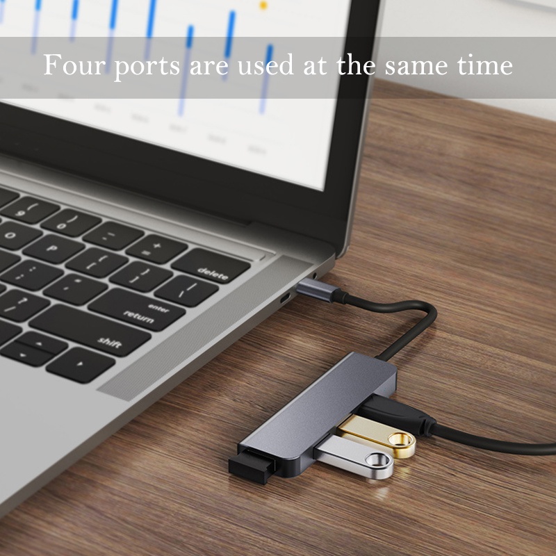 Bộ Chia Cổng USB Type C 4 Trong 1 Với Đầu Đọc Type-C Cho Macbook Pro Air 13 inch M2 M1 Pro 15 16