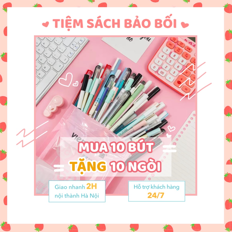 Set 5 Bút mực gel nhanh khô Vience nội địa Trung, có thể thay ruột (10 bút tặng 10 ngòi)