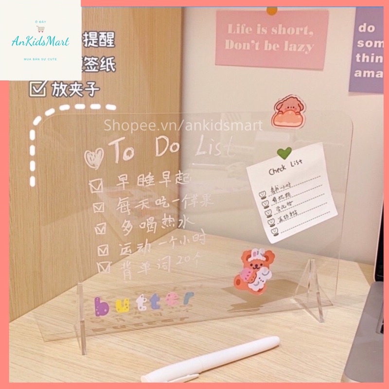 Bảng ghi chú acrylic trong suốt tặng kèm bút