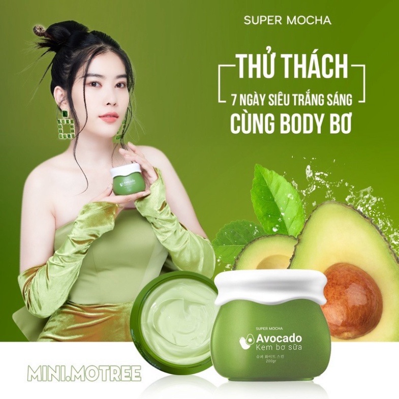 Kem Trắng Da, Giữ Ẩm Body Bơ Và Body Sữa Dê, Avocado Body Cream Mocha 200g and Goat Milk 3S Cre