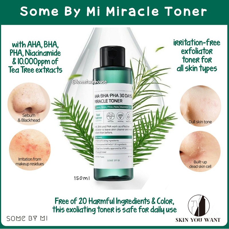 Nước Hoa Hồng Giảm Mụn Some By Mi AHA-BHA-PHA 30 Days Miracle Toner 150ml