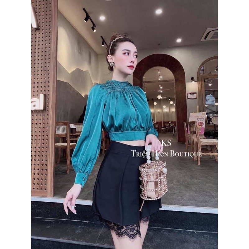 Áo croptop lụa nơ lưng