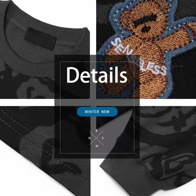 Áo hoodie cặp đôi dáng rộng họa tiết gấu thời trang phong cách Hàn Quốc