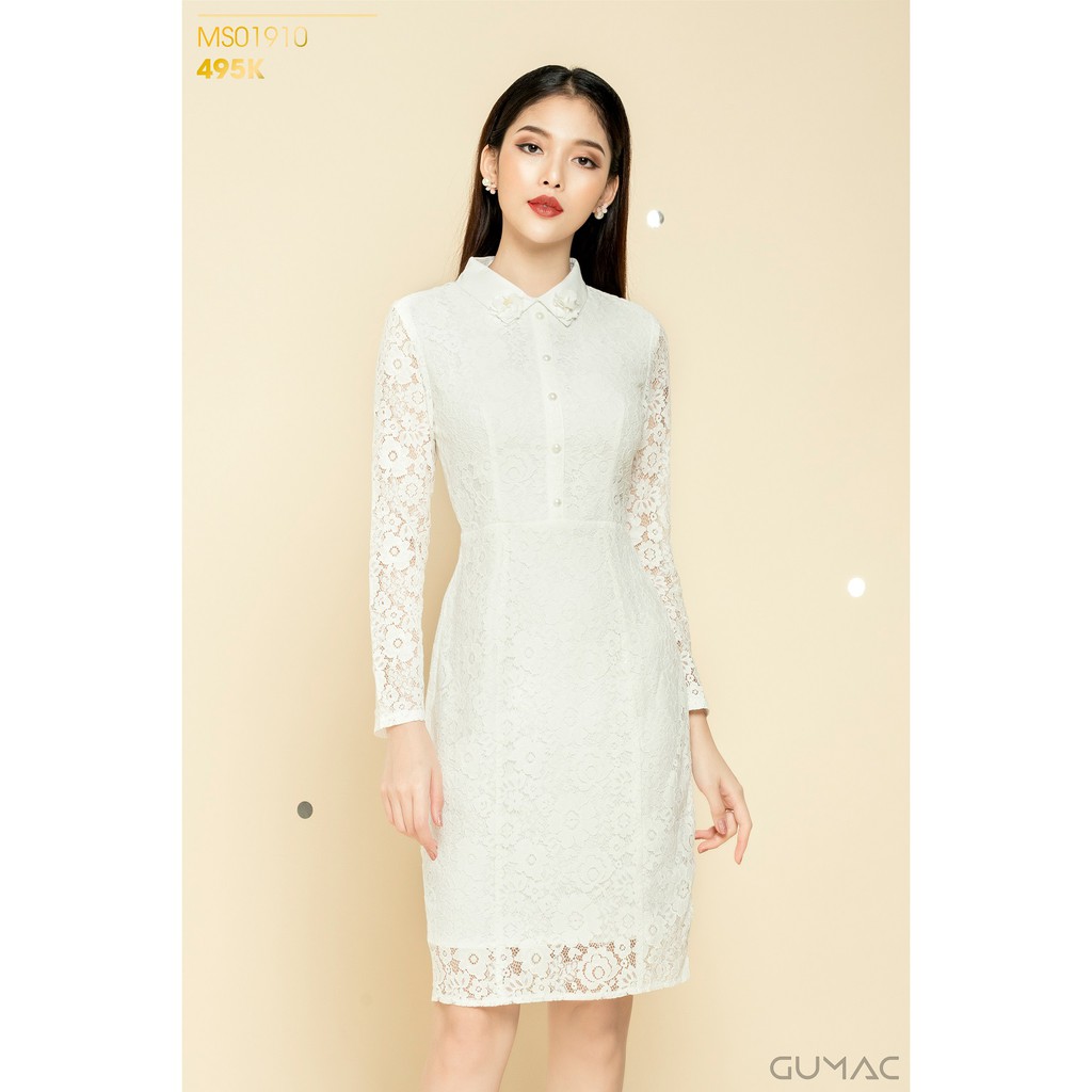 Đầm ren cổ sơ mi GUMAC MS01910