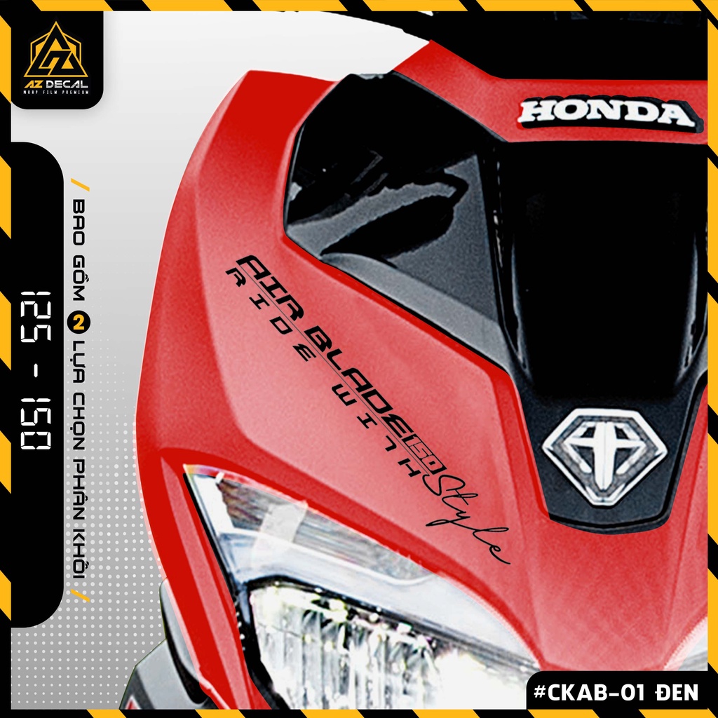 Tem Xe Airblade 125 150 Dán Trang Trí Chữ Ride With Style | CKAB-01 | Decal Dán Sườn, Mặt Nạ Xe AB Đẹp