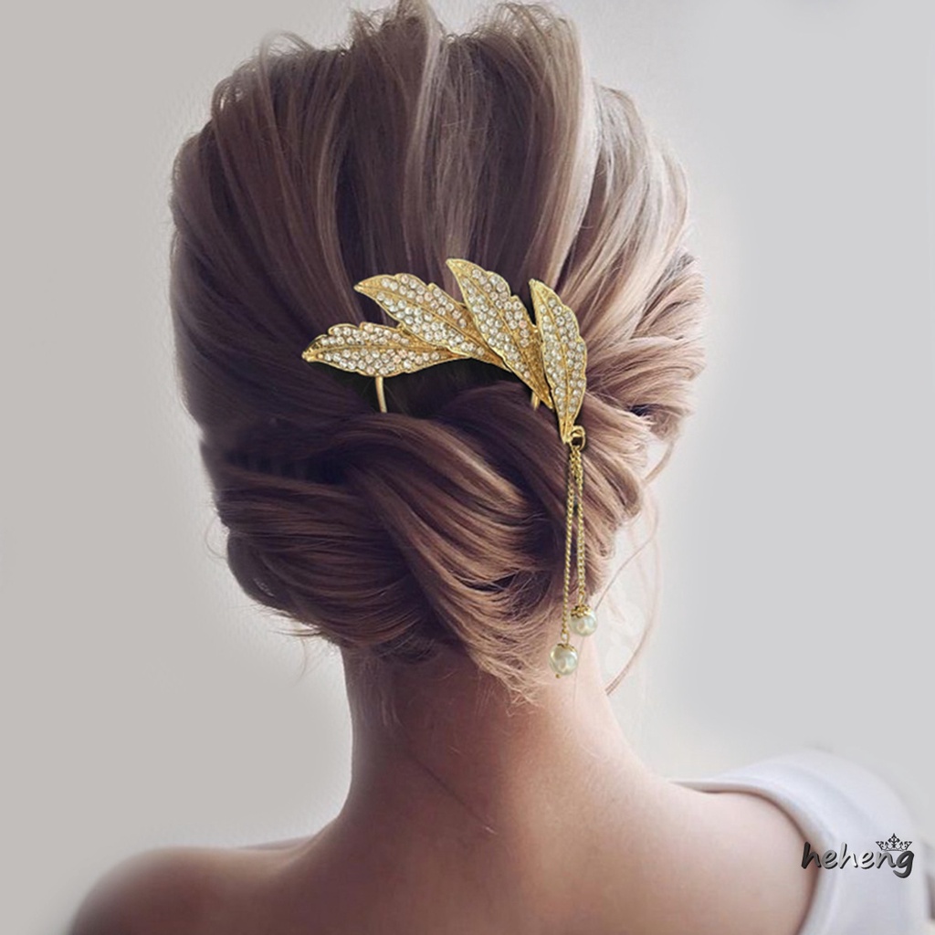 Trâm Cài Tóc Chữ U Hình Chiếc Lá Bằng Hợp Kim