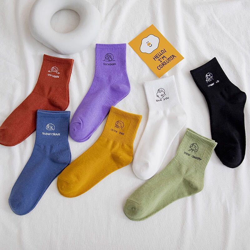 Vớ Thể Thao Ống Lửng Màu Sắc Trơn Phong Cách Hàn Quốc Cho Nam Và Nữ