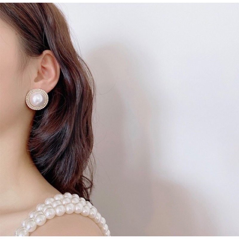 Khuyên tai đính đá lấp lánh phong cách Retro cao cấp / Bà Tổng Phụ Kiện