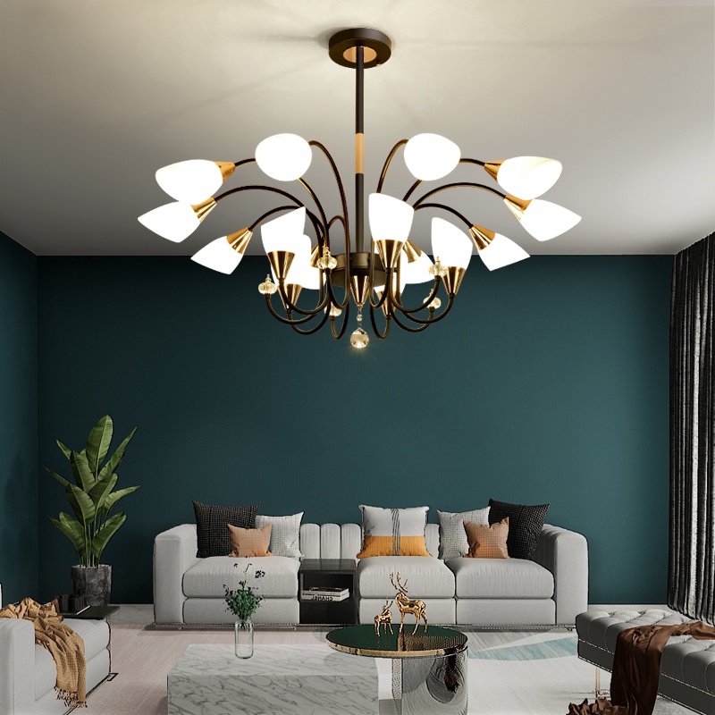 Đèn chùm, Super Vilighting, Mã CN6-15, AC220, RA80 ,CRI&gt;90,6- 15 tay, cs 75-135W, Đui E27, Mạ tĩnh đện Bảo hành 48 tháng