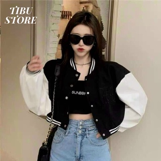Áo khoác croptop basic Tibu, áo khoác nỉ nữ phong cách cá tính trẻ trung freesize
