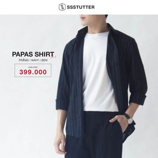 Áo sơ mi nam dài tay kẻ sọc có túi ngực SSSTUTTER vải Cotton thoáng mát dễ chịu thấm hút mồ hôi Papas Shirt Ver.2