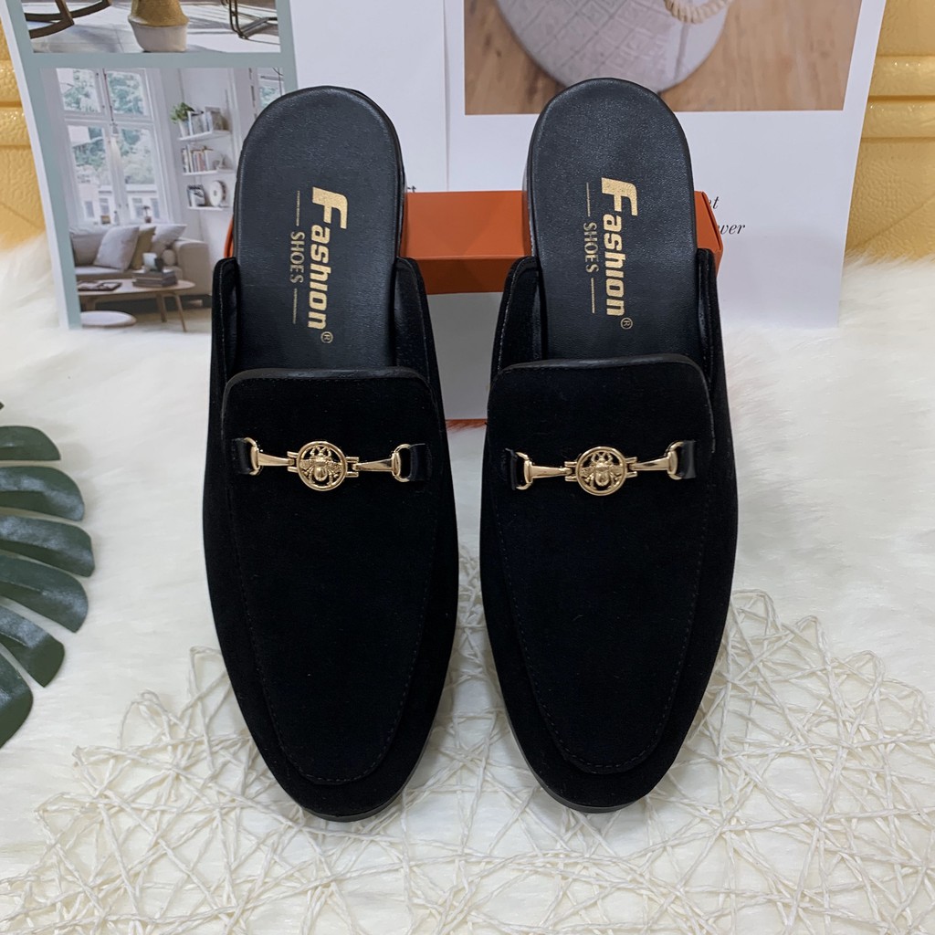 Giày sục nỉ nam phối xích ong ngang thời trang