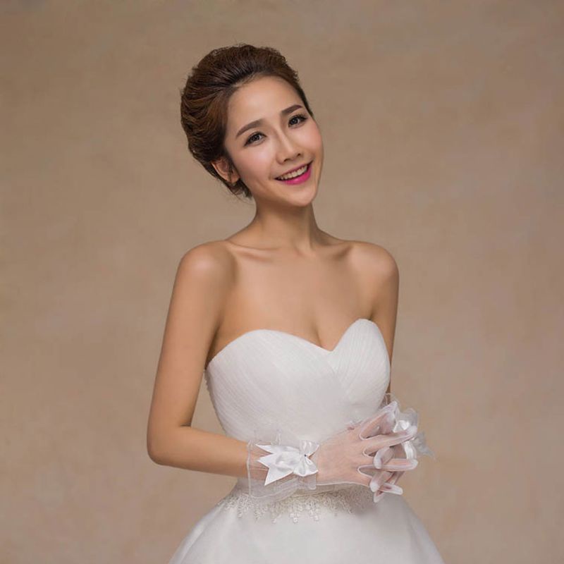 Găng Tay Lưới Ngắn Đính Nơ Thời Trang Mùa Hè Cho Nữ