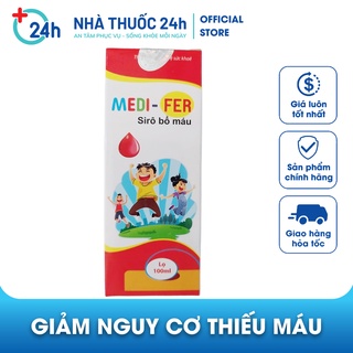 Siro MEDI FER Bổ máu bổ sung sắt cho trẻ em và người lớn có nguy cơ thiếu máu do thiếu sắt - Chai 100ml