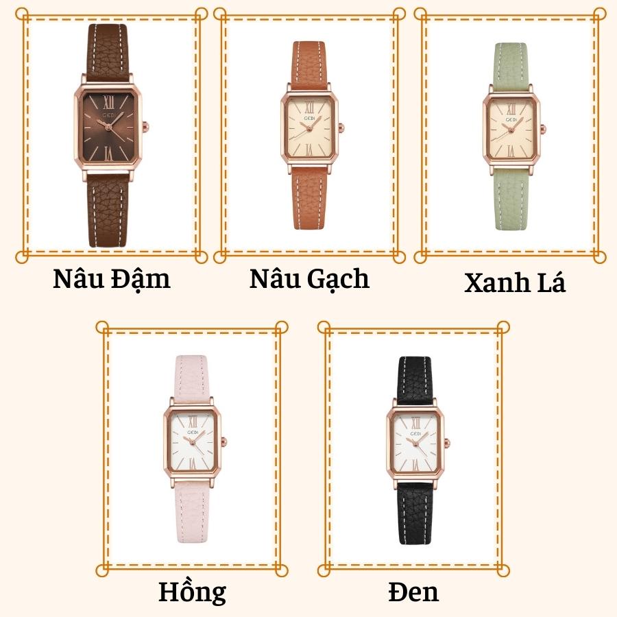 Đồng hồ nữ chính hãng đeo tay dây da mặt vuông chống nước đẹp LaCy Watch V01