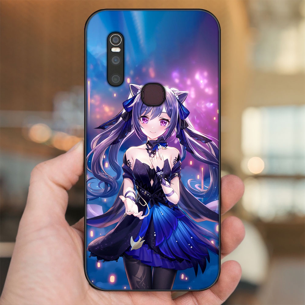 Ốp lưng Vivo V15 viền đen in hình Keqing Genshin Impact
