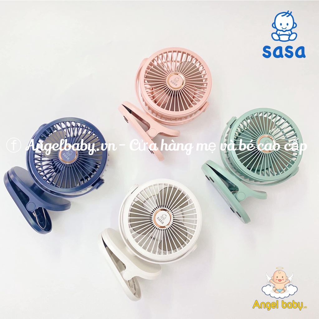 Quạt kẹp tích điện xoay 360 độ Sasa 10.000 mAh, sử dụng 32h, Bảo hành 12 tháng