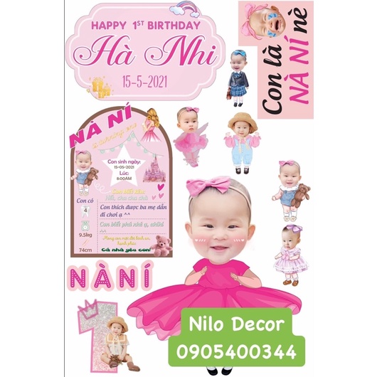 Hình chibi sinh nhật  cao 25cm, thiết kế chibi sinh nhật cho bé trang trí tiệc sinh nhật