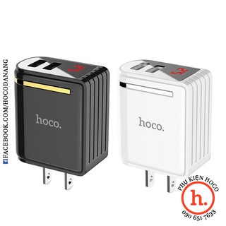 CÓC CỦ SẠC NHANH 2 CỔNG USB 2.4A HOCO C39 - MÀN HÌNH LED - MÀU ĐEN/ TRẮNG [PHỤ KIỆN HOCO]