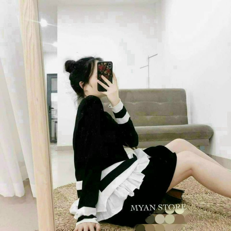 🌈ÁO KIỂU PHỐI ĐEN TRẮNG BÈO🍀