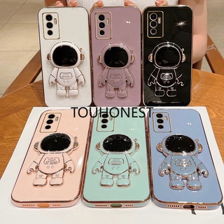 Ốp Điện Thoại Silicon Hình Phi Hành Gia Có Giá Đỡ Cho Casing Vivo S5 Case Vivo S10 Case Vivo S10E Case Vivo S12 Plus Case Vivo S15 Pro Case Vivo V23 Pro Case Vivo S15E Luxury Cute Silicone 3D Astronaut Stand Phone Cover Case